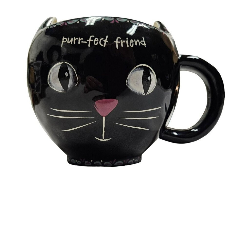 Natural life NWT Black Cat Ceramic Mug "Purr-Fect‎ Friend" Coffee Cup